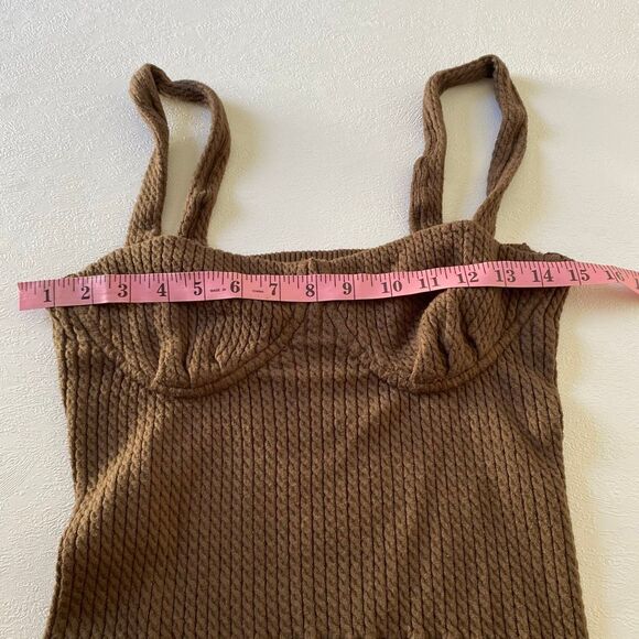 Danielle Bernstein Brown Knit Bustier Crop Tank Top Women’s Large - Picture 4 of 7